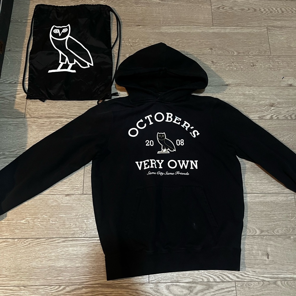 OVO October's Very Own Black Hoodie SIZE S with OVO string bag